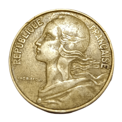 Alternative view of FRANCE Aluminium Bronze 20 CENTIMES Year 1973 "MARIANNE" in Collectable Grade.
