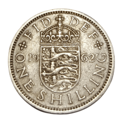 UNITED KINGDOM Cu/Ni ONE SHILLING Year 1962 Queen ELIZABETH-II **SCARE** High Collectable Grade.