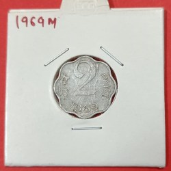 2 Paise 1969 Ex. Rare Mumbai Mint Coin Very Few Minted Coin