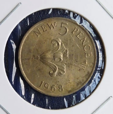 Guernsey, 5 Pence, 1968, KM# 23, Condition as per image.