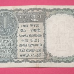 Alternative view of 1 Rs K G Ambegaokar Ex. Rare Old Bank Note Green Note