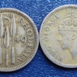 British - Southern Rhodesia, 3 Pence, 1948 - 1952, George VI, KM# 20, Circulated Condition.
