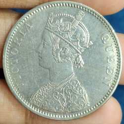 Alternative view of 1876 ONE RUPEES VICTORIA BRITISH INDIA HIGH GRADED SILVER EXTREMELY RARE COIN #A-58