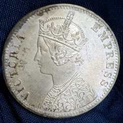 Alternative view of 1890 ONE RUPEES VICTORIA BRITISH INDIA HIGH GRADED SILVER EXTREMELY RARE COIN #A-60