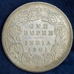 1901 One Rupees Victoria British India High Graded Silver Extremely Rare Coin #A-64