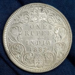 1882 One Rupees Victoria British India High Graded Silver Extremely Rare Coin #A-65