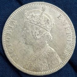 Alternative view of 1887 ONE RUPEES VICTORIA BRITISH INDIA SILVER EXTREMELY RARE COIN #A-67