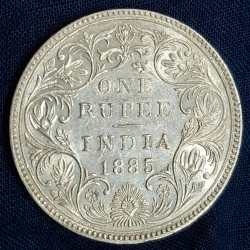 1885 One Rupees Victoria British India High Grade Silver Extremely Rare Coin #A-78