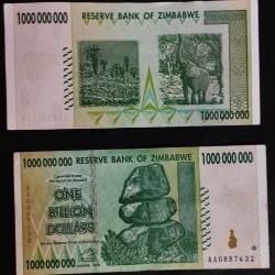 Zimbabwe, 2008, One Billion Dollars (1000000000 $), Hyper Inflation Note, Circulated Condition.