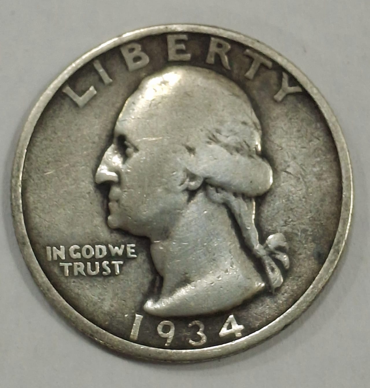 1934 United States ¼ Dollar "Washington Silver Quarter" Weight 6.25 g SILVER COIN #L-638