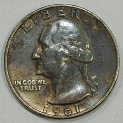 1961 United States ¼ Dollar "Washington Silver Quarter" Weight 6.25 g SILVER COIN #L-639