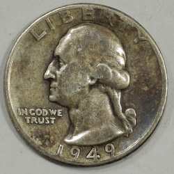 1949 United States ¼ Dollar "Washington Silver Quarter" Weight 6.25 g SILVER COIN #L-641