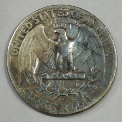 Alternative view of 1949 United States ¼ Dollar "Washington Silver Quarter" Weight 6.25 g SILVER COIN #L-641