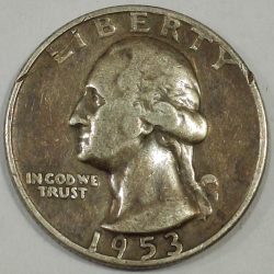 1953 United States ¼ Dollar "Washington Silver Quarter" Weight 6.25 g SILVER COIN #L-642