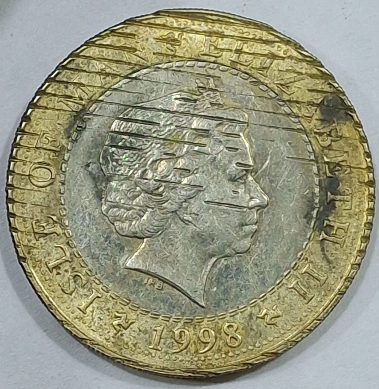 Isle of Man 2 Pounds 1998- Elizabeth II Three race cars - head in tiara RARE Bimetallic COIN #L-650 - Image 2