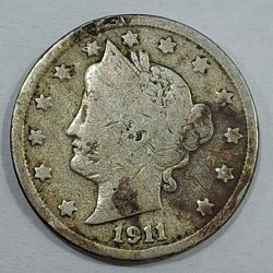 United States 5 Cents 1911 "Liberty Nickel" with "CENTS" RARE COIN #L-656