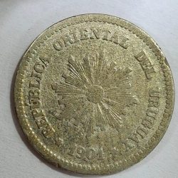 Alternative view of Uruguay 2 Centésimos 1901 RARE COIN #L-657