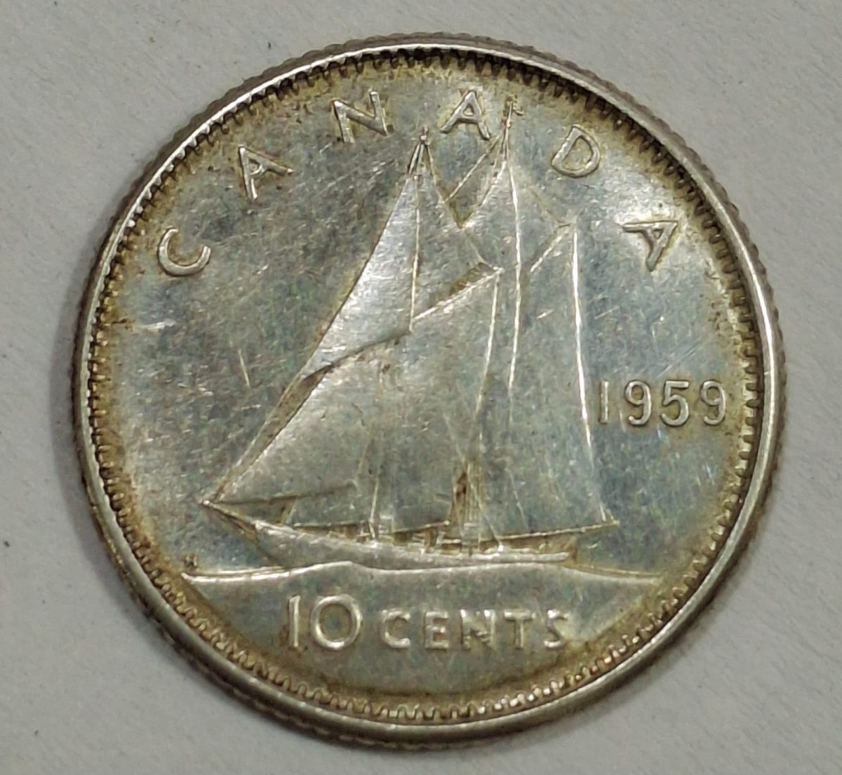 Canada 10 Cents 1959 - Elizabeth II RARE SILVER COIN #L-659