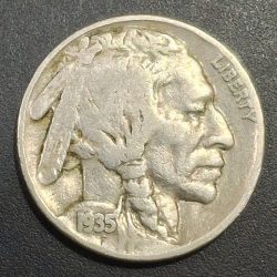 United States 5 Cents 1935 "Buffalo Nickel" flat ground rare lowest price coin #L-673