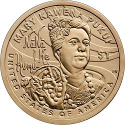 Alternative view of United States 1 Dollar "Native American Dollar" Mary Kawena Pukui 2025 Commemorative Gem unc condition rare coin #L-687