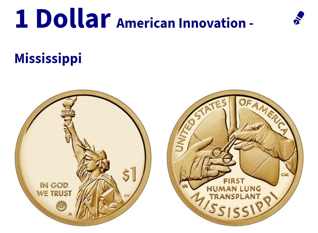 United States 1 Dollar American Innovation - Mississippi commemorative issue gem unc condition coin #L-681
