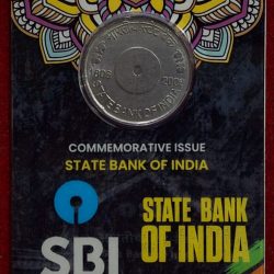 Alternative view of 5 Rs. STATE BANK OF INDIA rare Commemorative Coin Card Special Edition