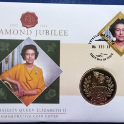 Tristan Da Cunha, 5 Pounds, 2012, Diamond Jubilee, Proof, First Day Cover.