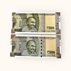 Rs 500 TWIN SET Gem Unc Very Unique Bank Note Set Solid Holy Number 4CP 000786