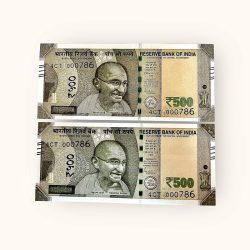 Rs 500 TWIN SET Gem Unc Very Unique Bank Note Set Solid Holy Number 4CT 000786