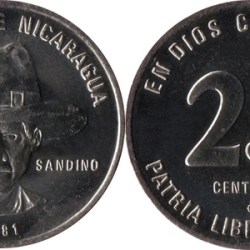 Nicaragua, 25 Centavos, 1981, Augusto Nicolás Sandino, KM #51, UNC Condition.