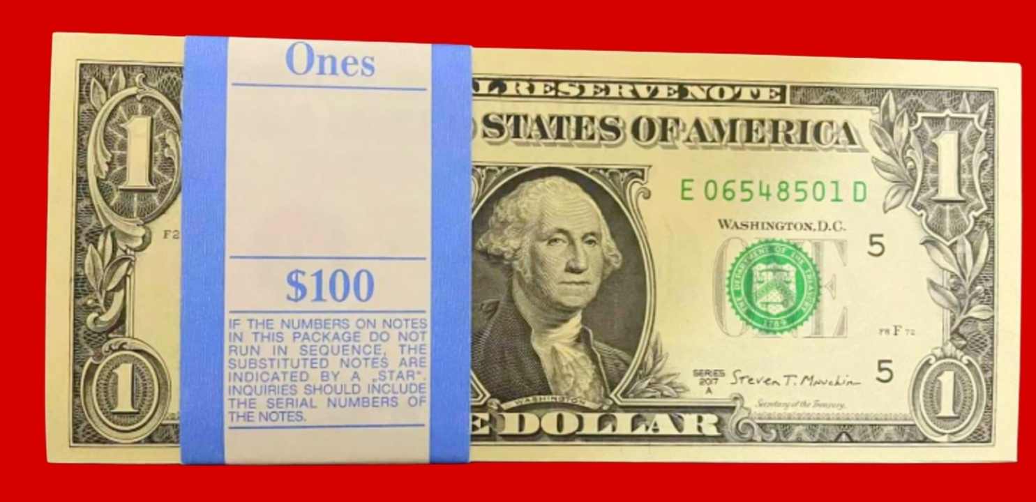 Full Serial USA $1 Dollar UNC Bundle – 100 Notes United States