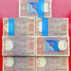 DAM CHEAP SALE❤️🤑 Extremely Rare 2 Rupee Satellite Issue Bundle 100 Notes Serial Wise Packet Signed By RN Malhotra