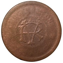 Alternative view of Copper Chukram of Rama Varma VI(AD 1885-1924) of Travancore State KM49 Rare
