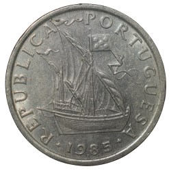 Alternative view of Nickel 5 Escudos of Portuguesa ( AD 1985) with Sailor Ship