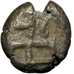 Alternative view of Copper Coin of Gingee Marathas(17th Cen.AD) with Animal Motif