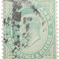 Postal Stamp of Edward VII 1/2 Anna Green Clour - Used Condition as per image.