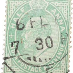 Postal Stamp of Edward VII 1/2 Anna Green Clour - Used Condition as per image.