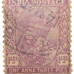 Postal Stamp of George V 1 Anna 3 Pies Pink Colour - Used Condition as per Image.