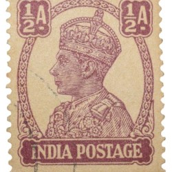Postal Stamp of George VI 1/2 Anna Murhoom Colour - Used Condition as per Image.