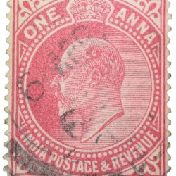 Postal Stamp of Edward VII 1 Anna Pink Clour - Used Condition as per image.