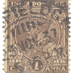 Postal Stamp of George V 1 Anna Brown Colour - Used Condition as per image.