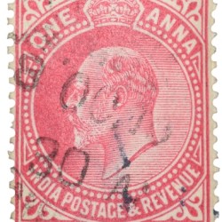 Postal Stamp of Edward VII 1 Anna Pink Clour - Used Condition as per image.