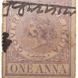 Postal Stamp of Queen Victoria 1 Anna Purple Colour - Used Condition as per Image.