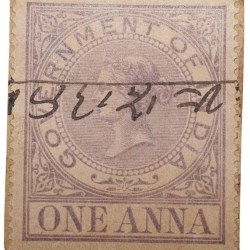 Postal Stamp of Queen Victoria 1 Anna Purple Colour - Used Condition as per Image.