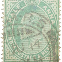 Postal Stamp of Edward VII 1/2 Anna Green Clour - Used Condition as per image.