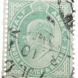 Postal Stamp of Edward VII 1/2 Anna Green Clour - Used Condition as per image.