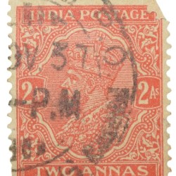 Postal Stamp of George V 2 Annas Orange Clour - Used Condition as per image.