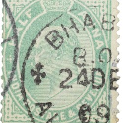 Postal Stamp of Edward VII 1/2 Anna Green Clour - Used Condition as per image.