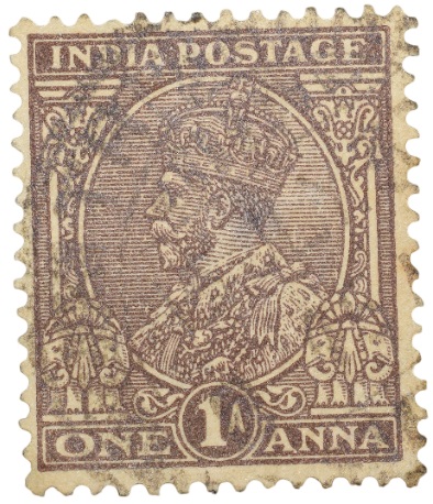 Postal Stamp of George V 1 Anna Brown Clour - Used Condition as per image.