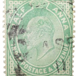Postal Stamp of Edward VII 1/2 Anna Green Clour - Used Condition as per image.